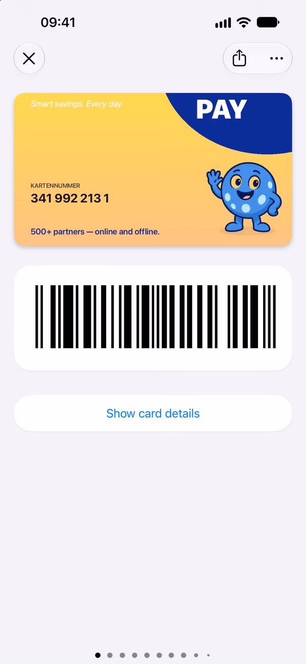 Card with a large barcode