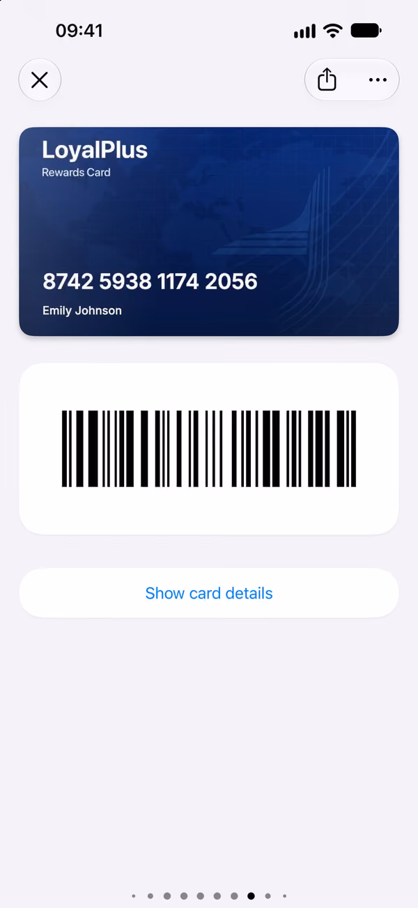 The recognised card with its details